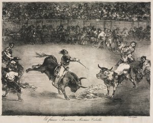 The Bulls of Bordeaux: The Famous American, Mariano Ceballos by Francisco de Goya
