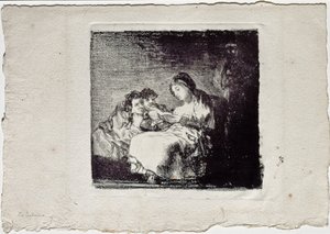 Woman Reading to two Children