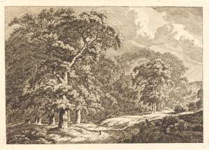 Forest with Travelers by a Road by Franciscus A. Milatz