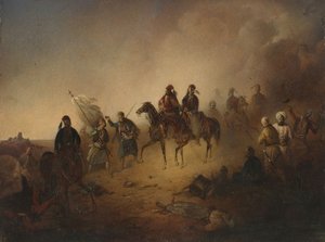 Markos Botsaris at the Battle of Karpenisi, on the Night of August 8, 1823, 1852