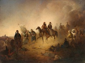 Markos Botsaris at the Battle of Karpenisi by Franciszek Tomasz Tepa