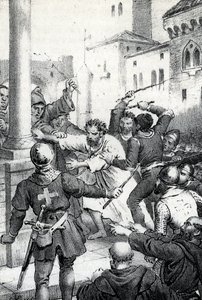 Penance of Raymond VI, count of Toulouse - Raymond VI Comte de Toulouse, excommunicated by Pope Innocent III for not pursuing the Cathars, accused of being the instigator of the assassination of Pierre de Castelnau, made hon by Franco Mistrali