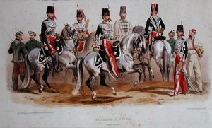 French Cavalrymen at the time of the Second Empire by Francois Hippolyte (after) Lalaisse