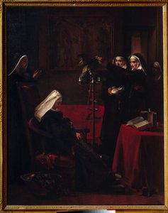 Nuns giving food to the parrot of a sleeping nun