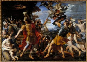 Enee and His Companions Fighting the Harpies