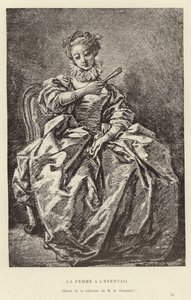 The Woman with the Fan by Francois (after) Boucher