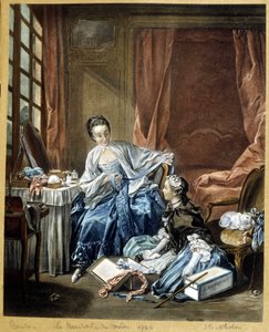 The fashion merchant after a painting by Boucher by Francois (after) Boucher