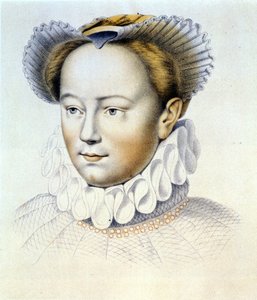 Portrait of Marguerite de Valois, known as Queen Margot (1553-1615), Queen of Navarre, first wife of Henry IV. from an original drawing by Clouet