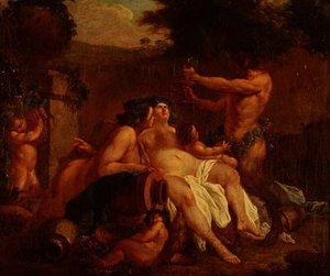 Bacchus Merrymaking by a Stone Urn in a Dell
