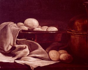 Still life showing brie cheese by Francois Bonvin, detail by François Bonvin