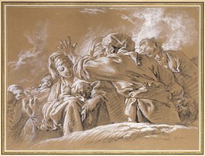 A Mother and Child and other Figures seen from Below