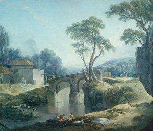A Wooded Landscape with a Bridge over a River