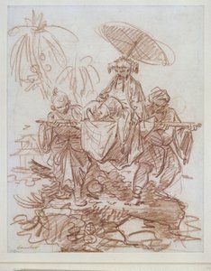 Chinese Dignitary Carried by Two Servants by François Boucher