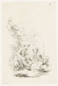 Three People Sitting by a Tree by François Boucher