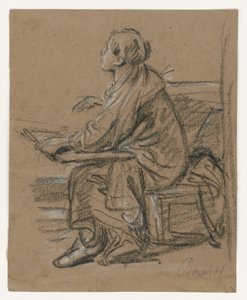 Young Draftsman (?) Seated Figure Holding a Portfolio by François Boucher