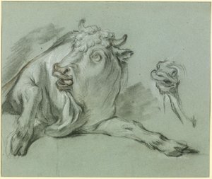 Resting Bull. Study for the Painting "The Rape of Europa" in the Louvre Museum in Paris by François Boucher