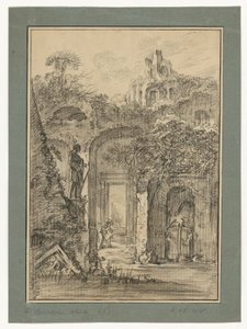 Roman Ruins Landscape with Individual Figures by François Boucher