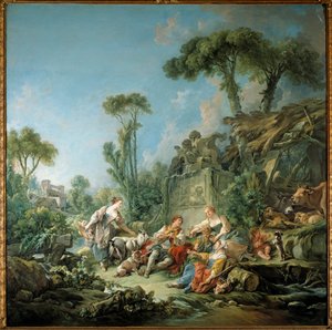 The idyll of the bucolic scene shepherd