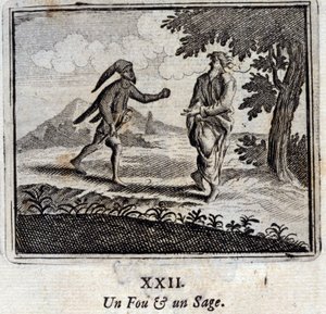 A Mad and a Wise. Fables by Jean de La Fontaine (1621-95). Illustration by François Chauveau (1613-1676). Edition of 1728 by Francois Chauveau