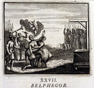 Belphegor. Fables by Jean de La Fontaine. Illustration by François Chauveau. Edition of 1728. by Francois Chauveau