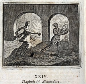 Daphnis and Alcimadura. Fables by Jean de La Fontaine (1621-95). Illustration by François Chauveau (1613-1676). Edition of 1728