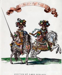 Equerry and Persian page during the carousel given by King Louis XIV. Engraving by Francois Chauveau around 1662 by Francois Chauveau