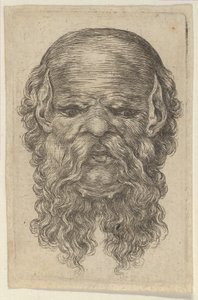 Mask of a Bald Man with Pointed Ears and a Long, Parted Beard, from Divers Masques by Francois Chauveau