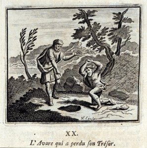 The Miser who lost his Treasure (Illustration by François Chauveau) by Francois Chauveau