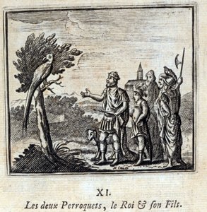 The Two Parrots, the King, and His Son by Francois Chauveau