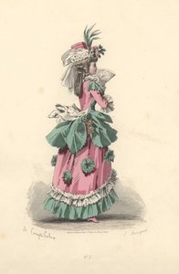 Fashionable Woman in Dress with Rosettes, Era of Marie Antoinette