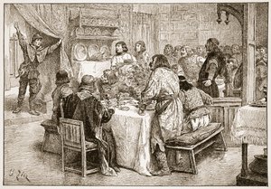 The Messenger Bringing to Harold the News of the Landing of William, Illustration from 
