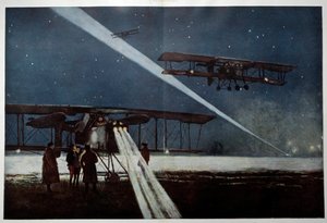First World War: Departure of a squadron for a night bombing in 1918