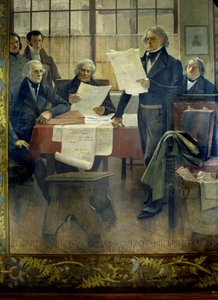 Writers in the 19th century: Edgar Quinet, Abel François Villemain, François Guizot, Jules Michelet, Victor Cousin, Ernest Renan - canvas marouflée by François Flameng (1856-1923), Université de la Sorbonne, Paris