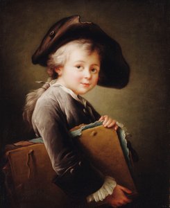 A Young Boy Holding a Portfolio