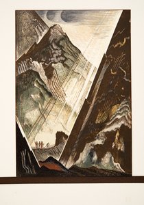 Prometheus being nailed to the Rock by Hephaestus, Kratos and Bia, from Prometheus Bound by Aeschylus, pub. 1941