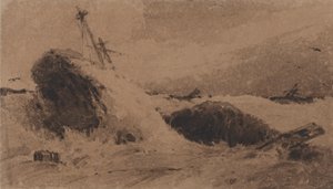 Wrecked Ship in a Stormy Sea by Francois Louis Thomas Francia