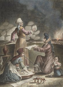 Turkish Women Bake Bread by Francois Marie Rosset