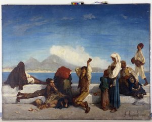 The Lazzaroni, Characters of the Neapolitan People. View of the Gulf of Naples by Francois Reynaud