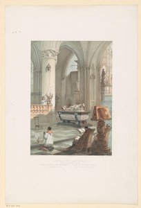 Interior of the St. Michael and St. Gudula Cathedral in Brussels with the Tomb of Ernest of Austria