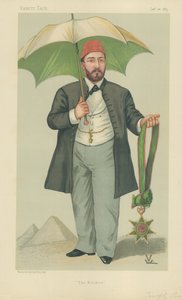 HH Mehemed Tewfik Pasha, Khedive of Egypt, The Khedive, 20 January 1883, Vanity Fair cartoon by Francois Verheyden