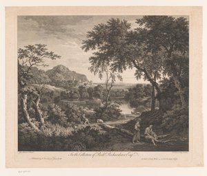 Landscape with Shepherd and Two Figures by a Pool by Francois Vivares