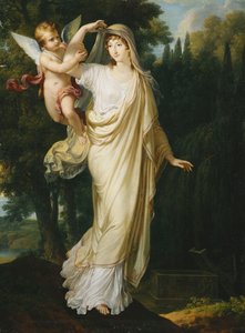 Posthumous Portrait of the Marquise Fanny Grimaldi, nee Baronne von Burkenwald, Princess of Santa Cruce, Marquise de Monaco et de Genes About to Join Her First Husband, the Marquis Giovanni Battista Grimaldi at His Grave, 1804 by Francois Xavier Fabre