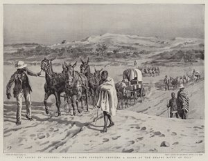 The Rising in Rhodesia, Waggons with Supplies Crossing a Drift of the Shashi River at Tuli