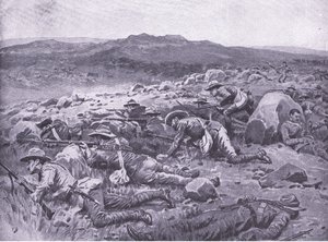 With the Queensland Imperial Bushmen at Rhenoster Kop Nov 29 1900 (illustration from After Pretoria: The Guerilla War) by Frank Dadd