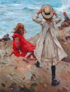 Children at the Seaside, 1910 by Frank Gascoigne Heath