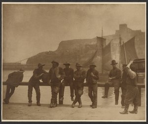 Whitby Fishermen on the Pier Fence by Frank Meadow Sutcliffe