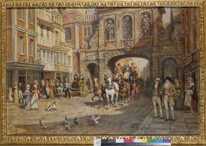 The Royal Mail Passing Temple Bar by Frank Moss Bennett