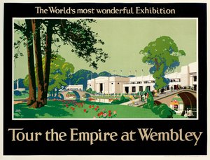 Tour the Empire at Wembley, poster advertising the British Empire Exhibition by Frank Newbould