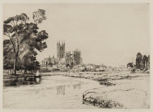 Canterbury from the Meadows, 1930 by Frank Short