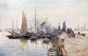 Fishing Boats at Lowestoft by Frank Southgate
